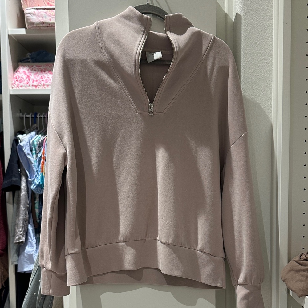 Varley Dusty Pink Half-Zip Sweater